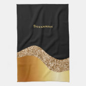 Elegant Gold Black Wave Theedoek (Verticaal)