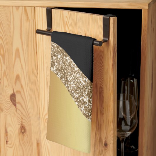 Elegant Gold Black Wave Theedoek (Derde Gevouwen)