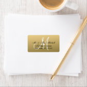 Elegant Gold Black Wedding Adresetiketten Monogram Etiket (Insitu)