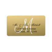 Elegant Gold Black Wedding Adresetiketten Monogram Etiket (Voorkant)