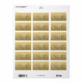 Elegant Gold Black Wedding Adresetiketten Monogram Etiket (Full Sheet)