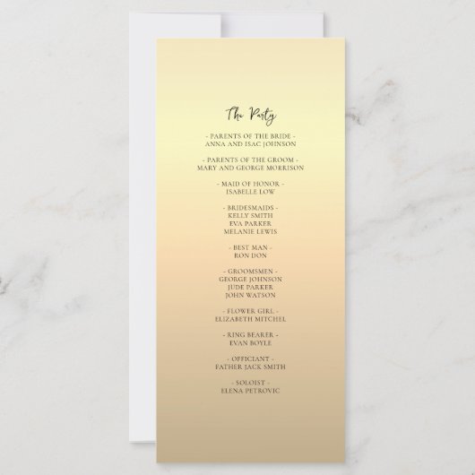 Elegant Gold Black Wedding Ceremony Programma (Achterkant)