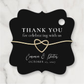 Elegant Gold Black Wedding Favoriet Dank u Label (Achterkant)