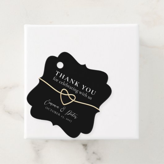 Elegant Gold Black Wedding Favoriet Dank u Label (In situ)