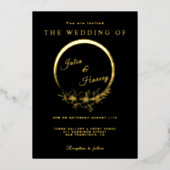 Elegant Gold Black Wedding Folie Invitation Folie Uitnodiging (Voorkant)