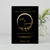Elegant Gold Black Wedding Folie Invitation Folie Uitnodiging (Staand Voorkant)