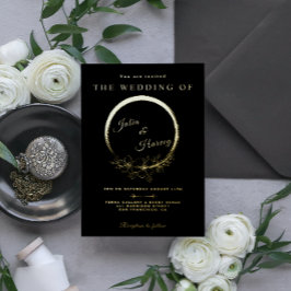 Elegant Gold Black Wedding Folie Invitation Folie Uitnodiging