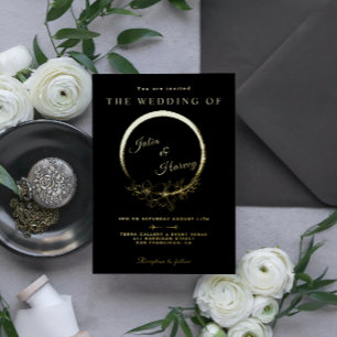 Elegant Gold Black Wedding Folie Invitation Folie Uitnodiging