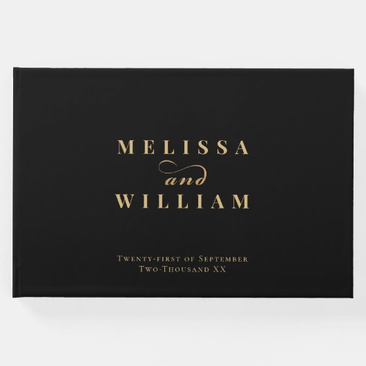 Elegant Gold Black Wedding Gastenboek (Voorkant)