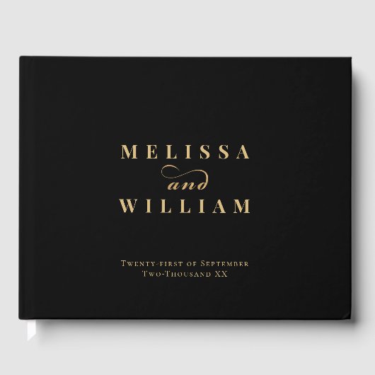 Elegant Gold Black Wedding Gastenboek (Voorkant)