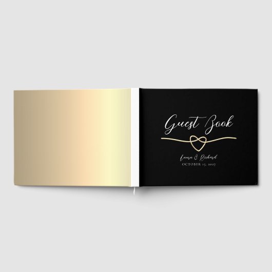 Elegant Gold Black Wedding Guest Book Gastenboek (Volledig)