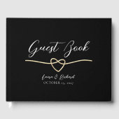 Elegant Gold Black Wedding Guest Book Gastenboek (Voorkant)