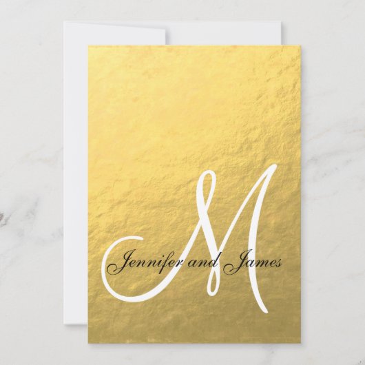 Elegant Gold Black Wedding Initiaal Kaart (Voorkant)