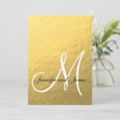 Elegant Gold Black Wedding Initiaal Kaart (Staand voorkant)