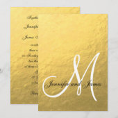 Elegant Gold Black Wedding Initiaal Kaart (Voorkant / Achterkant)