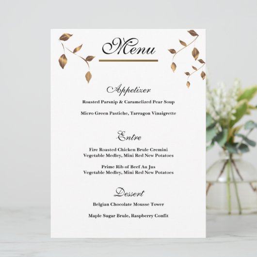 Elegant Gold, Black Wedding Menu (Staand voorkant)