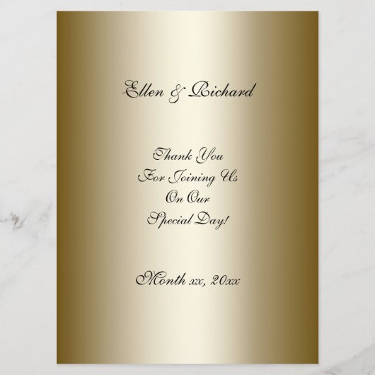 Elegant Gold, Black Wedding Menu (Achterkant)