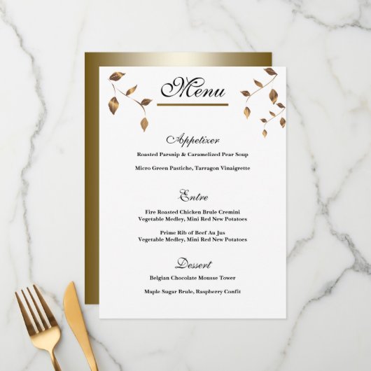 Elegant Gold, Black Wedding Menu (Voorkant / Achterkant in situ)