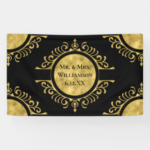 Elegant Gold Black Wedding Mr. en mevrouw Spandoek