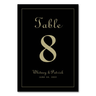 Elegant Gold Black Wedding Reception Formele diner Kaart
