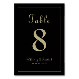 Elegant Gold Black Wedding Reception Formele diner Kaart