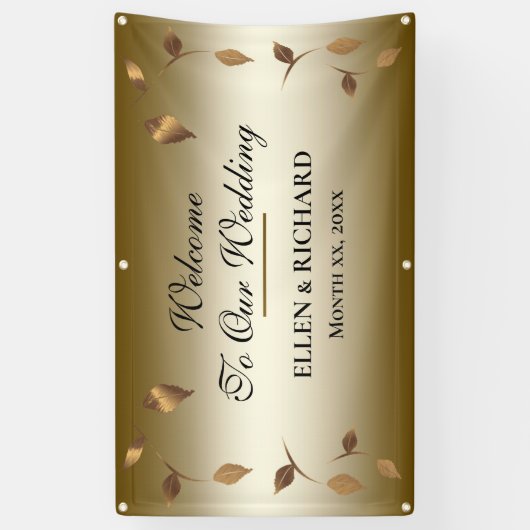 Elegant Gold, Black Wedding Reception Spandoek (Verticaal)