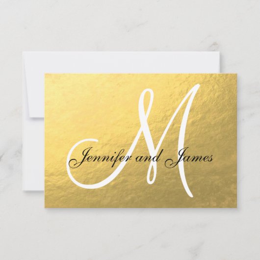 Elegant Gold Black Wedding RSVP-kaart met monogram RSVP Kaartje (Voorkant)