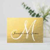 Elegant Gold Black Wedding RSVP-kaart met monogram RSVP Kaartje (Staand voorkant)