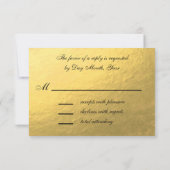 Elegant Gold Black Wedding RSVP-kaart met monogram RSVP Kaartje (Achterkant)
