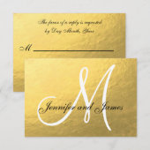 Elegant Gold Black Wedding RSVP-kaart met monogram RSVP Kaartje (Voorkant / Achterkant)