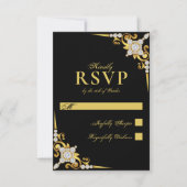 Elegant Gold Black Wedding RSVP Kaartje (Voorkant)