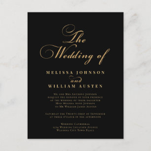 Elegant Gold Black Wedding Uitnodiging Briefkaart