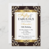 Elegant Gold Black white 50th Fabulous Birthday Kaart (Voorkant)