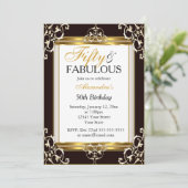 Elegant Gold Black white 50th Fabulous Birthday Kaart (Staand voorkant)