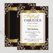 Elegant Gold Black white 50th Fabulous Birthday Kaart (Voorkant / Achterkant)