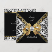 Elegant Gold Black White Damask Diamond Party Kaart (Voorkant / Achterkant)