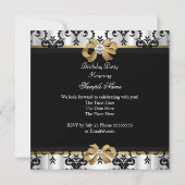 Elegant Gold Black White Damask Diamond Party Kaart (Achterkant)