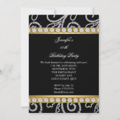 Elegant Gold Black White Diamond Birthday Party Kaart (Voorkant)
