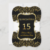 Elegant Gold Black White Glamor Quinceanera Kaart (Voorkant)
