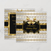 Elegant Gold Black White Jewel Stripe Butterfly Kaart (Voorkant / Achterkant)