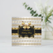 Elegant Gold Black White Jewel Stripe Butterfly Kaart (Staand voorkant)