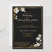 Elegant Gold Black White Magnolia Funeral Service Kaart (Voorkant)