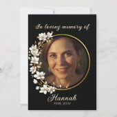 Elegant Gold Black White Magnolia Funeral Service Kaart (Achterkant)