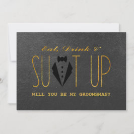 Elegant Gold & Black WILL YOU BE MY GROOMSMAN Kaart