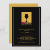 Elegant Gold Black Wine Bridal Shower Invitations Kaart (Voorkant / Achterkant)