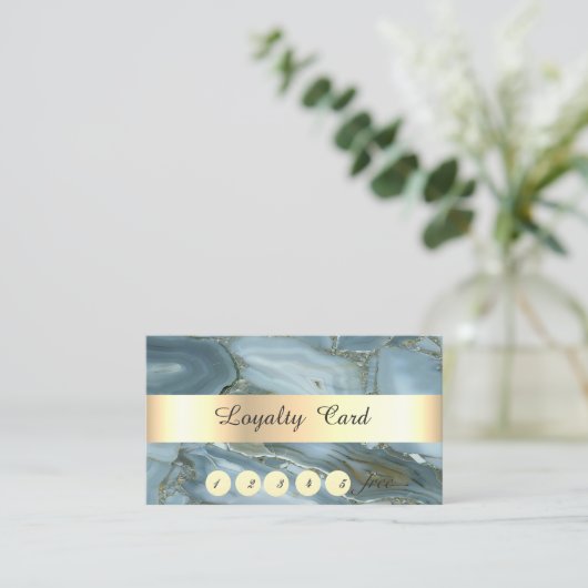 Elegant, Gold, blauwe marmer, Confetti Loyalty Kaa (Staand voorkant)