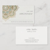 Elegant Gold Blauwgroen Aqua Mandala Benoeming Visitekaartje (Voorkant / Achterkant)