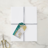 Elegant Gold, Blauwgroen en witte kerst Cadeaulabel (Met Touw)