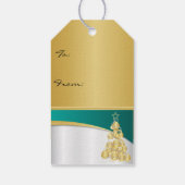 Elegant Gold, Blauwgroen en witte kerst Cadeaulabel (Achterkant)