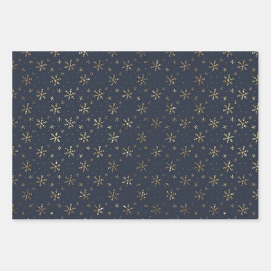 Elegant Gold Blauwgroen en witte sneeuwvlokken Inpakpapier Vel (Voorkant)